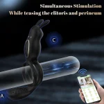App Controlled Vibrating Cock Ring with Clitoral Stimulator Modes Black