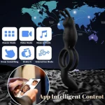 App Controlled Vibrating Cock Ring with Clitoral Stimulator Modes Black