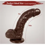 Flexible Dildo with Balls and Suction Inches Chocolate
