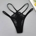 Lace Thin Double Strap Thong Pink