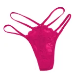 Lace Thin Double Strap Thong Pink