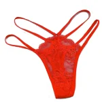 Lace Thin Double Strap Thong Pink