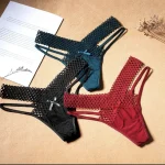Low Waist Lattice Cut Silk Thong Red