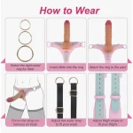 Luxurious Leather Strap on Dildo Harness Adjustable Waist and Thigh Size O Rings Ice Cream