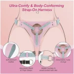 Luxurious Leather Strap on Dildo Harness Adjustable Waist and Thigh Size O Rings Ice Cream