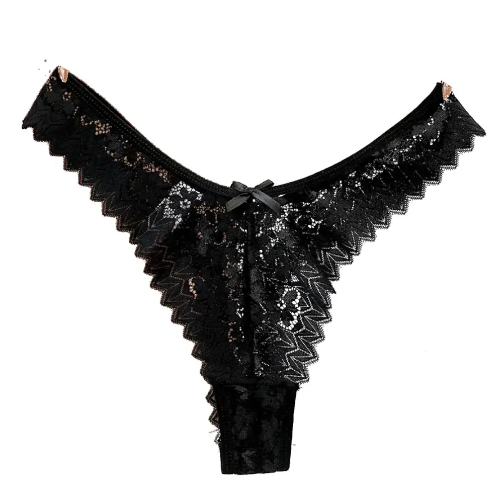 Mid Waist Lace Thong Panty