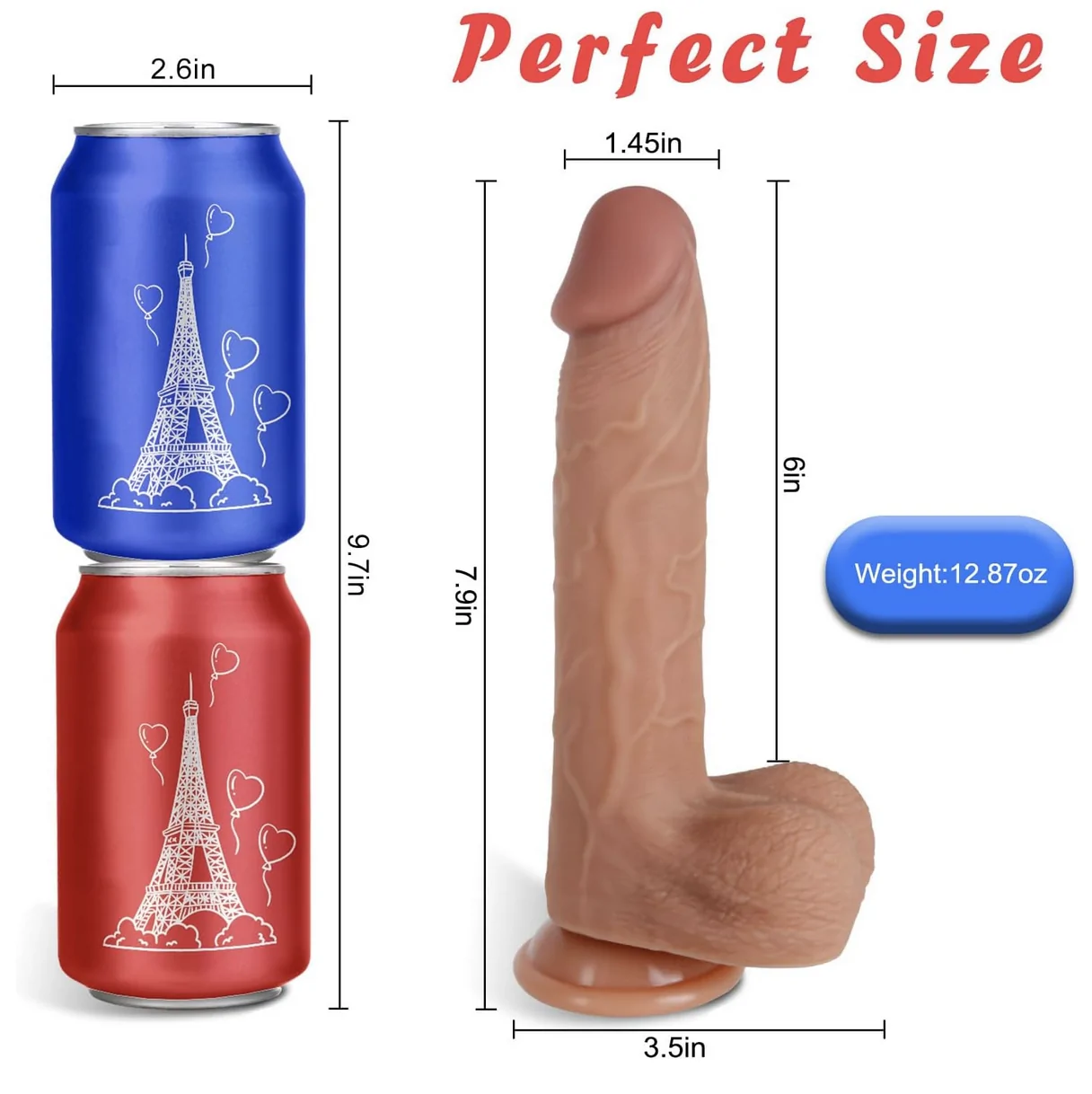 Realistic Inches Silicone Dildo with Suction Cup Base Beige