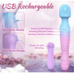 G Spot Stimulating Wand Vibrator Dildo with * Vibration & Heating Modes Blue PinkMAIN