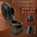 Silicone Remote Controlled Vibrating Cock Ring with Clitoral Stimulator with Vibration Modes Black