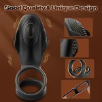 Silicone Remote Controlled Vibrating Cock Ring with Clitoral Stimulator with Vibration Modes Black