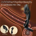 Silicone Remote Controlled Vibrating Cock Ring with Clitoral Stimulator with Vibration Modes Black