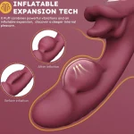 X Puff Inflatable Powerful Tongue and G Spot Vibrator Licking Rotation & Inflating Vibration Modes Wine Red