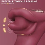 X Puff Inflatable Powerful Tongue and G Spot Vibrator Licking Rotation & Inflating Vibration Modes Wine Red