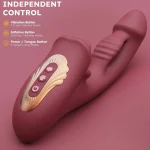 X Puff Inflatable Powerful Tongue and G Spot Vibrator Licking Rotation & Inflating Vibration Modes Wine Red