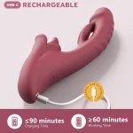 X Puff Inflatable Powerful Tongue and G Spot Vibrator Licking Rotation & Inflating Vibration Modes Wine Red