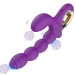 Dual Action Beaded Plug Style Vibrating Massager with Vibrating Modes Purple