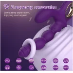 Dual Action Beaded Plug Style Vibrating Massager with Vibrating Modes Purple