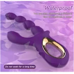 Dual Action Beaded Plug Style Vibrating Massager with Vibrating Modes Purple