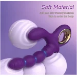 Dual Action Beaded Plug Style Vibrating Massager with Vibrating Modes Purple