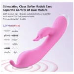 Dual Motor G Spot Rabbit Vibrator with Powerful Vibrations Pink