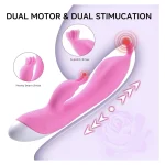 Dual Motor G Spot Rabbit Vibrator with Powerful Vibrations Pink