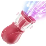 Rose Styled Vibrator with Suction & Licking Vibrating Modes Red Up