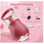 Rose Styled Vibrator with Suction & Licking Vibrating Modes Red Up