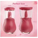 Rose Styled Vibrator with Suction & Licking Vibrating Modes Red Up
