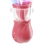 Rose Styled Vibrator with Suction & Licking Vibrating Modes Red Up