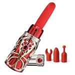 Royal Vibes Discreet Mini Lipstick Bullet Vibrator with Suction Replaceable Heads Regal Red