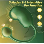 Weighted Double Ended Love Egg Vibrator with Sucking Modes Avocado