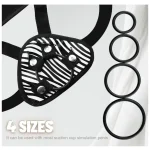Adjustable Strap On Dildo Harness with Back Brace O Rings Zebra Pattern