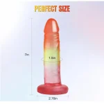 Colorful Silicone Dildo with Suction Cup Inches Rainbow Flame