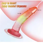 Colorful Silicone Dildo with Suction Cup Inches Rainbow Flame
