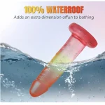 Colorful Silicone Dildo with Suction Cup Inches Rainbow Flame