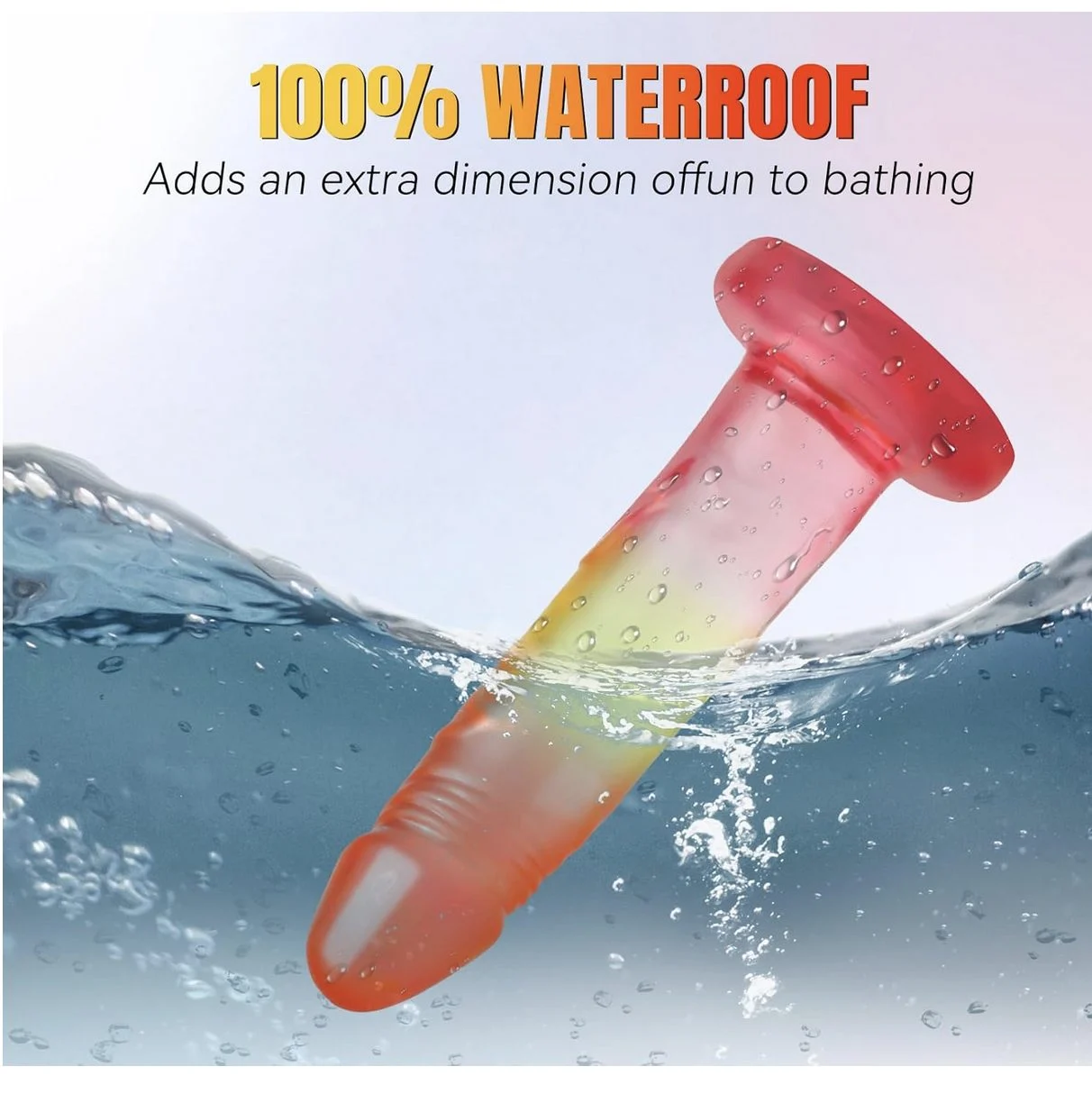 Colorful Silicone Dildo with Suction Cup Inches Rainbow Flame
