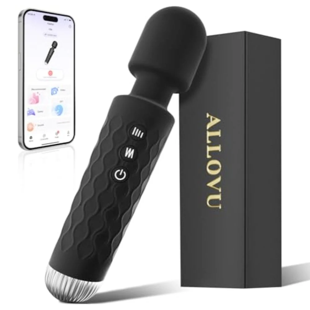 Cordless Erotic Wand Massager Powerful Vibration App Controlled Black