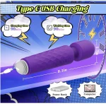 Cordless Erotic Wand Massager Powerful Vibration App Controlled Purple