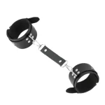 Faux Leather Cuffs with Detachable Chain Black