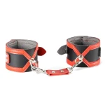 Faux Leather Cuffs with Detachable Chain Red Black