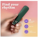 Pocket sized Quiet Bullet Vibrator with Pleasure Modes Full Silicone JADE GREEN