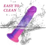 Realistic Liquid Silicone Dildo with Strong Suction Cup Inches Purple Gradient