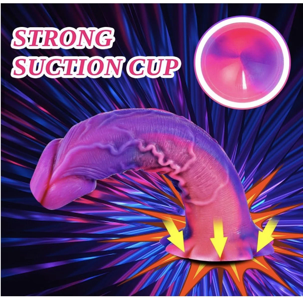 Realistic Liquid Silicone Dildo with Strong Suction Cup Inches Purple Gradient