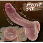 Dildo with Dual Layer Silicone Strong Suction Cup inches Chocolate Brown