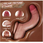 Dildo with Dual Layer Silicone Strong Suction Cup inches Chocolate Brown