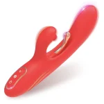 Powerful High Frequency Rabbit Vibrator Vibrating & Flapping Patterns Red Gold