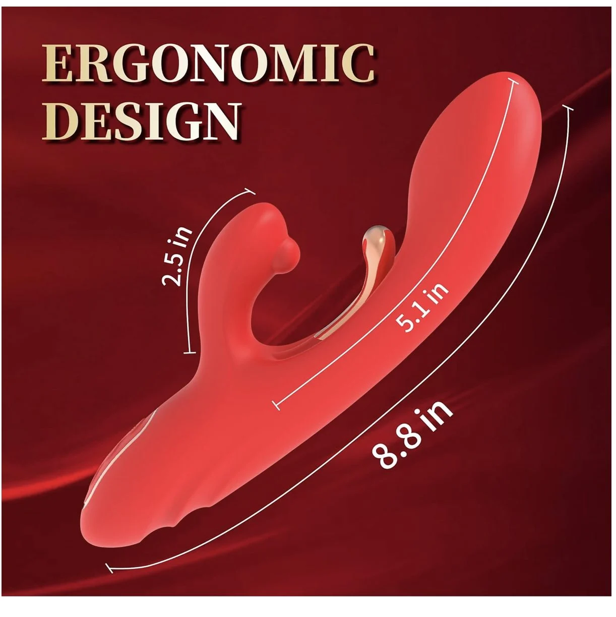 Powerful High Frequency Rabbit Vibrator Vibrating & Flapping Patterns Red Gold