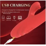 Powerful High Frequency Rabbit Vibrator Vibrating & Flapping Patterns Red Gold