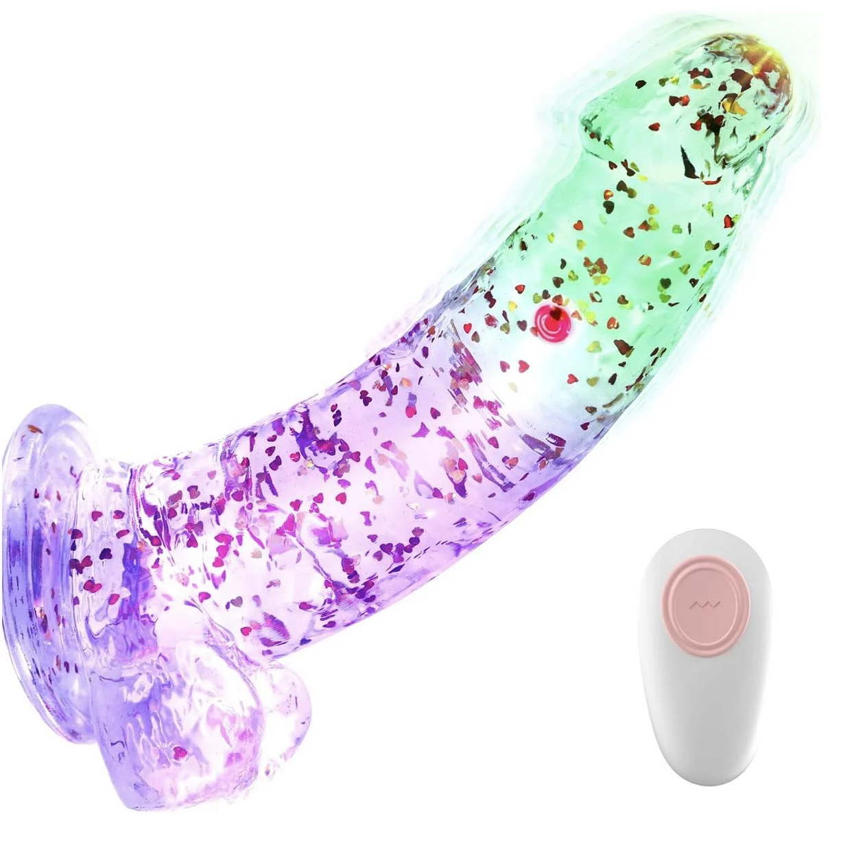 Realistic Clear Dildo with Suction Cup Vibrating Modes Inches Glam In The Dark