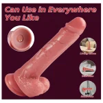 Realistic Thrusting Silicone Vibrating Dildo with in Thrusting Vibration Modes Inches Caramel
